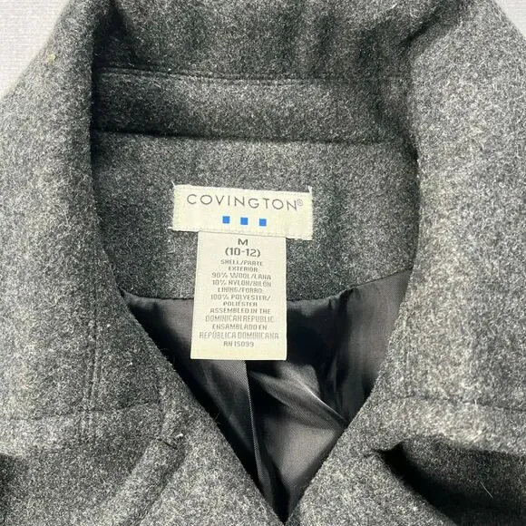 Covington Coat Women Medium 10-12 Wool Blend Double Breasted Peacoat Gray - Picture 3 of 5
